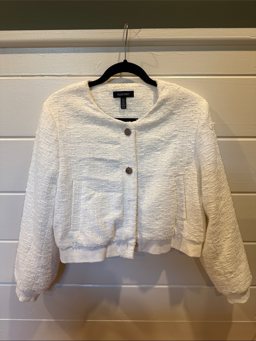 Cream Textured Cropped Bouclé Jacket | Minimalist Blazer